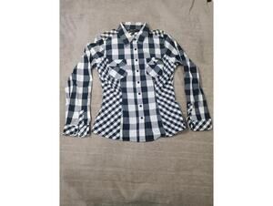 Vintage Rocawear Black and White Checkered Button-Up Shirt with Stud Details